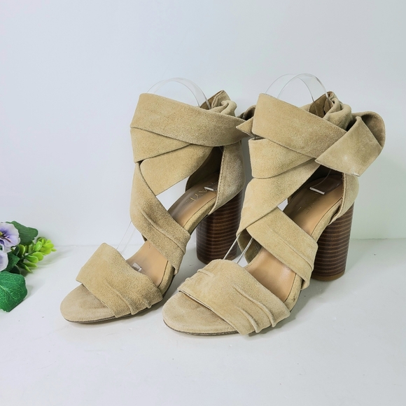RAYE x Revolve Mia Tan Beige Genuine Suede Wrap Sandals - Picture 4 of 13